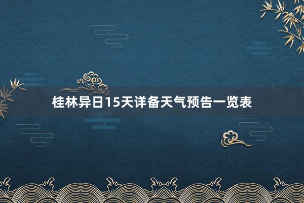 桂林异日15天详备天气预告一览表